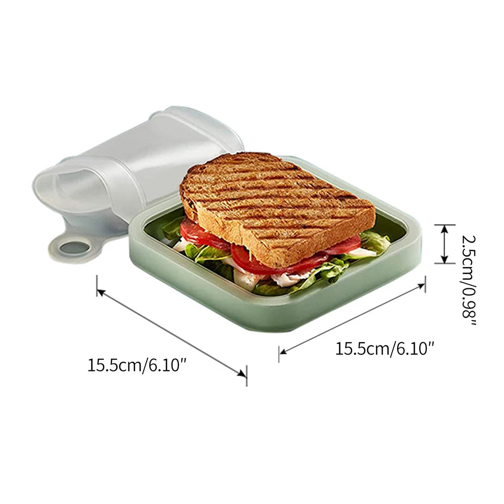 Portable Silicone Sandwich Toast Bento Box With Handle Food Container Snack Box Student Office Worker Lunch Box Zpaxo