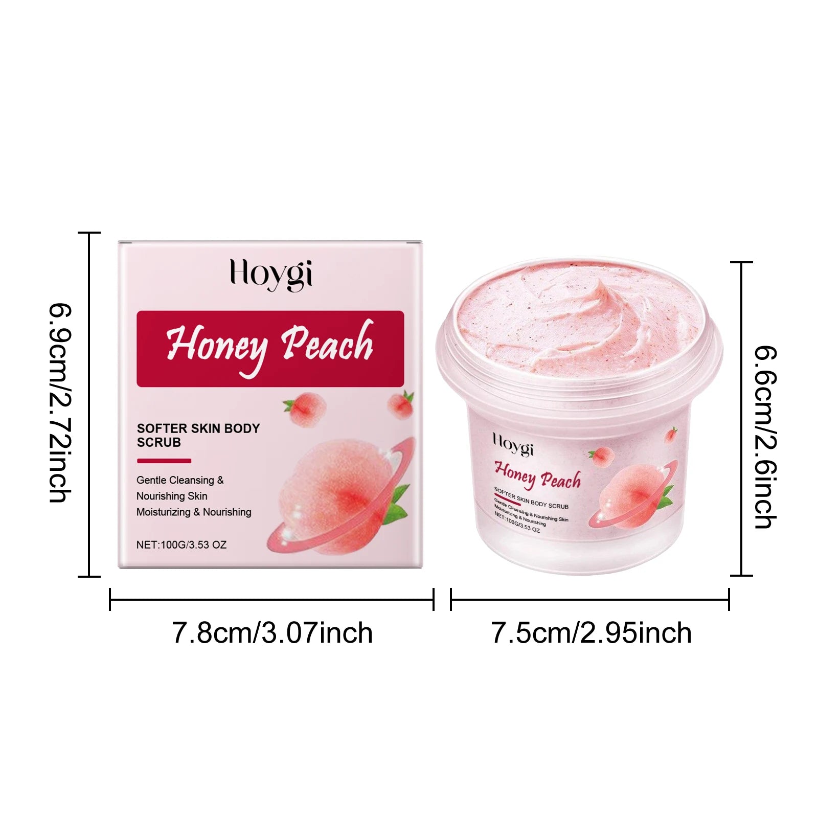 Honey Peach Body Scrub – Exfoliating & Brightening Skin Cleanser Body Scrub Zpaxo 100g boxed