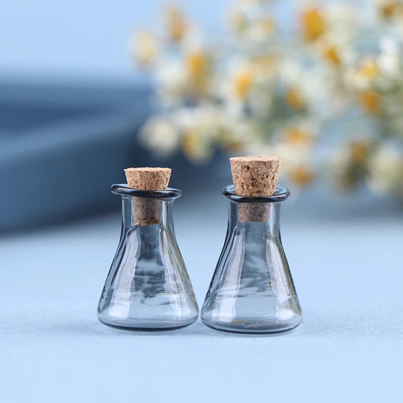 ▶2Pcs Mini Glass Color Bottle Wishing Bottle Tiny Jars Vials Mini Storage Bottle Zpaxo Gray