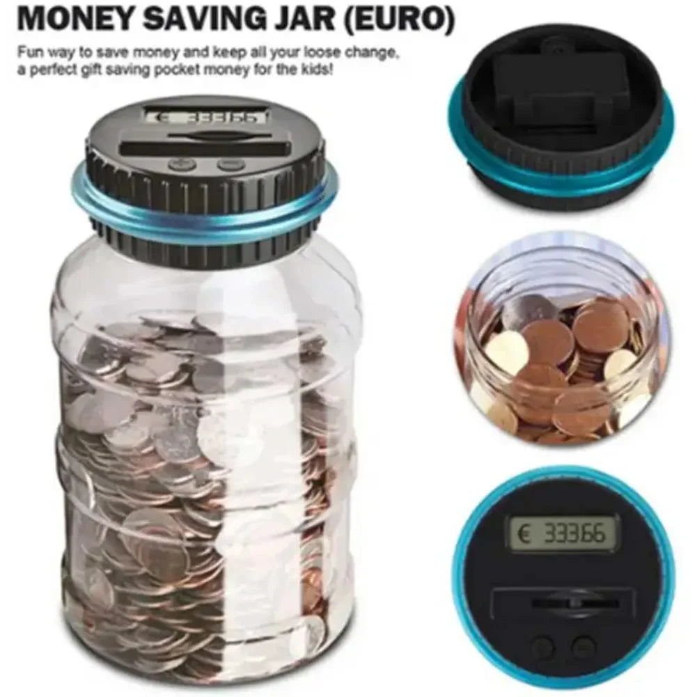 1PC Electronic Piggy Bank Counter Coin - Digital LCD Counting Coin, Money Saving Box Jar, Coins Storage Box For USD EURO Zpaxo