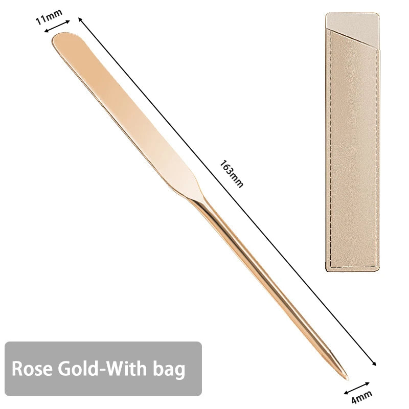 Stainless Steel Makeup Foundation Spatula Mixing Stick Powder Base Zpaxo Rose Gold With Bag