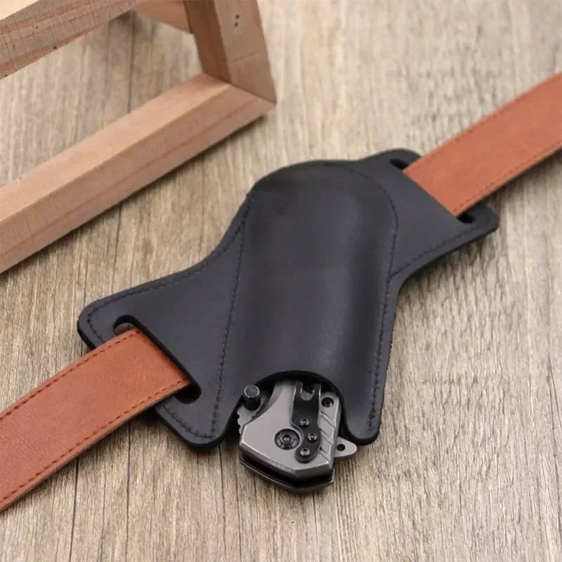 PU Leather Folding Knife Sheath with Waist Clip | EDC Carry