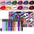 12-Piece Lip Gloss Set, Colorful Lip Gloss, Non-Stick Cup Lipstick, Purple, Black, Brown Lip Gloss, Halloween Performance Festival Lip Gloss Set Zpaxo Dr160Taohe