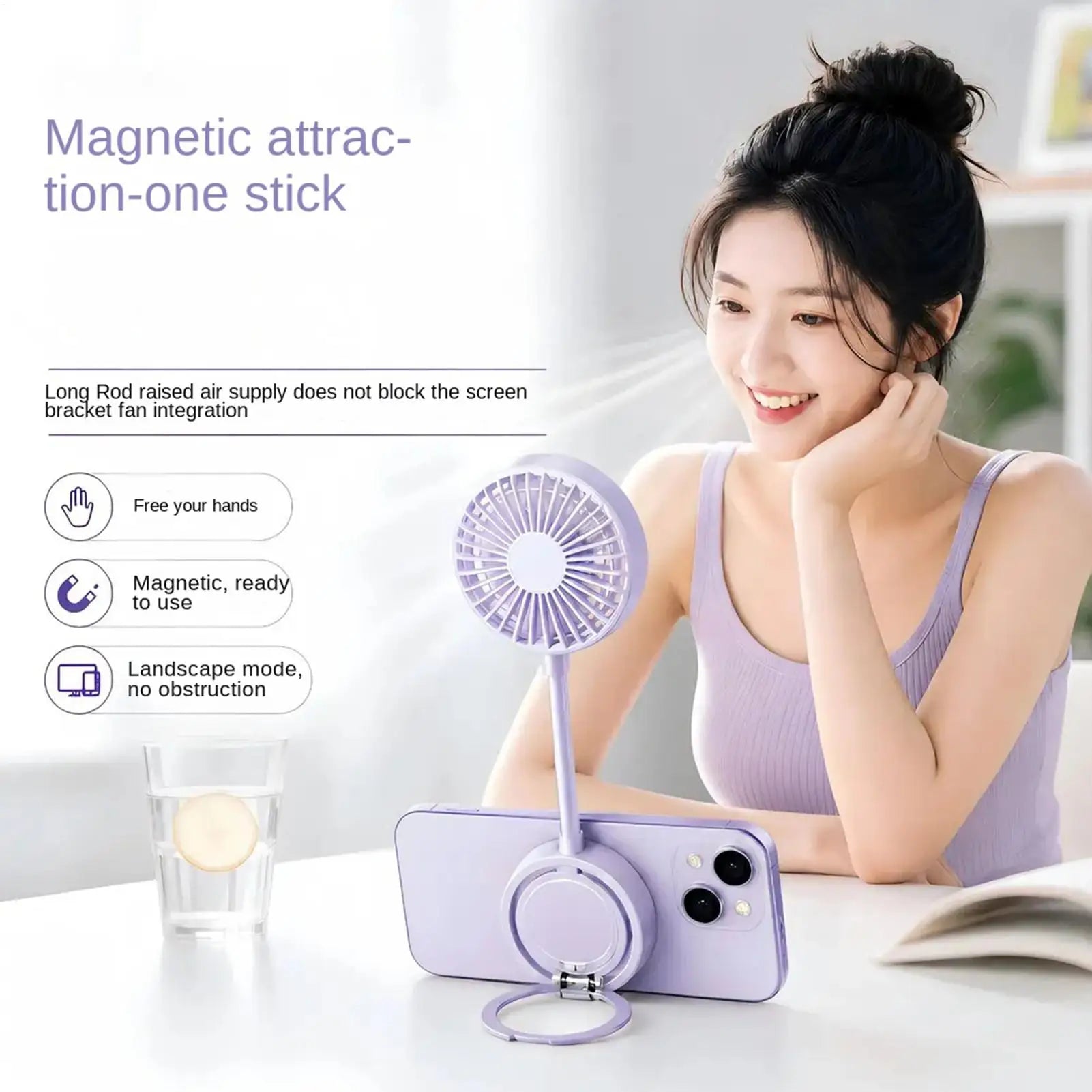 Magnetic Portable Fan Handheld Cooling Device With Phone Stand Rechargeable Mini Handheld Fan For Women Men Travel Cruise Picnic Zpaxo