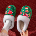Chinese Traditional Floral Warm Slippers Winter Plush Lined Non-slip