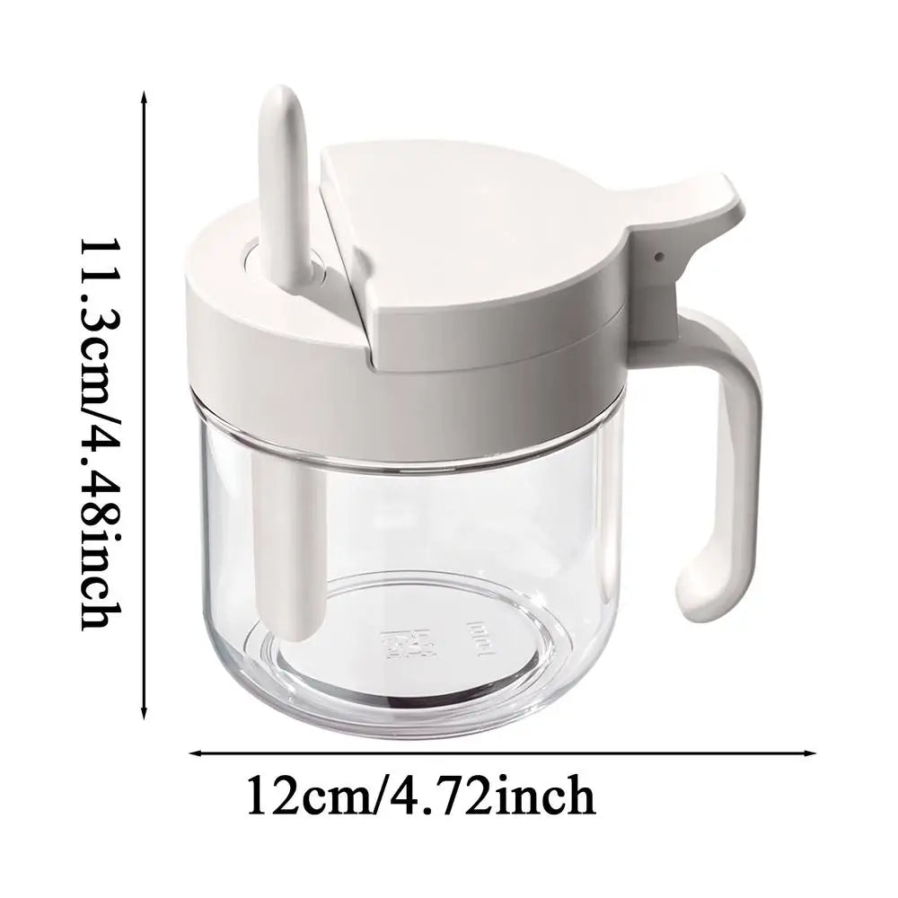 Glass Seasoning Jar Spoon Airtight Leakproof Condiment Container