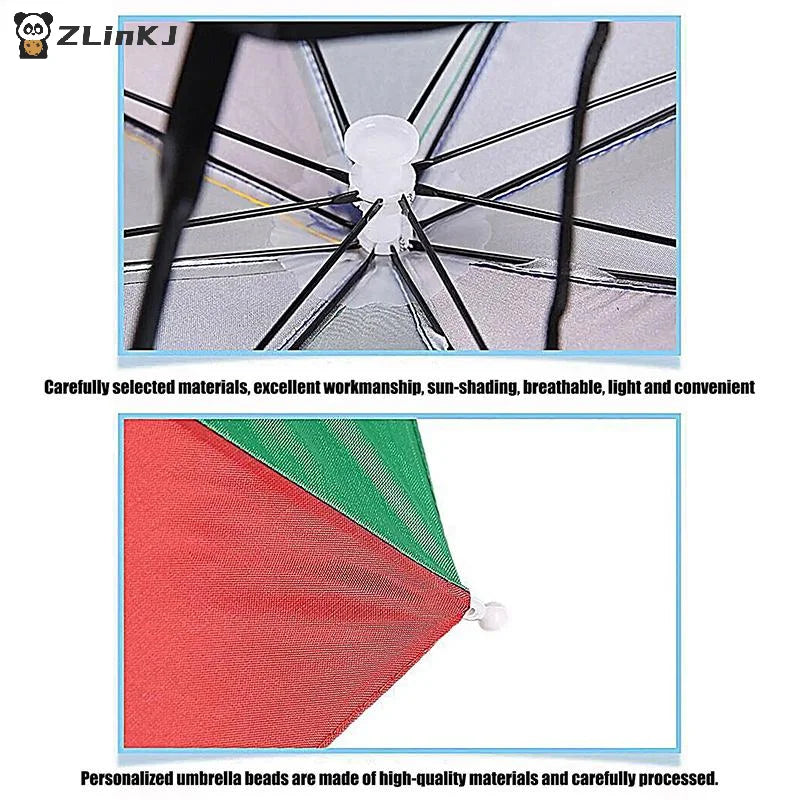 ▶1Pcs Head-mounted Umbrella Foldable Waterproof UV Protection Sun Rain Cap For Outdoor Fishing Camping Beach For Men Women Zpaxo