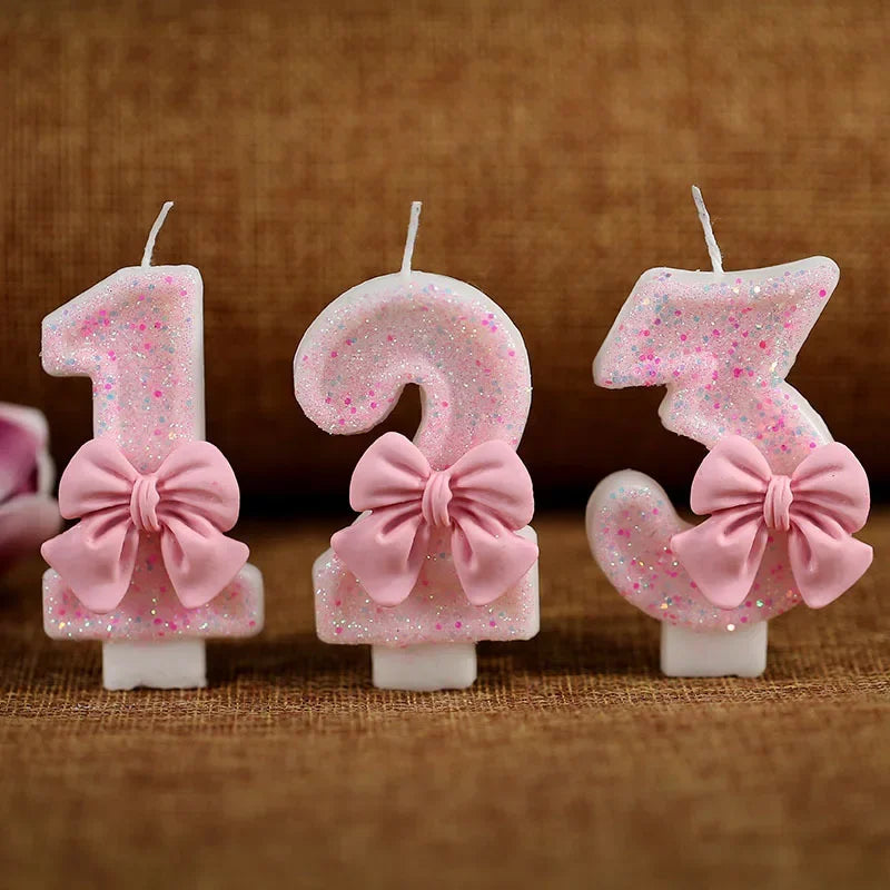 1 2 3 4 5 6 7 8 9 3D Number Candle Cake Number Cake Candle Pink Glitter Birthday Candle Topper Birthday Party Cake Decor Hot Zpaxo