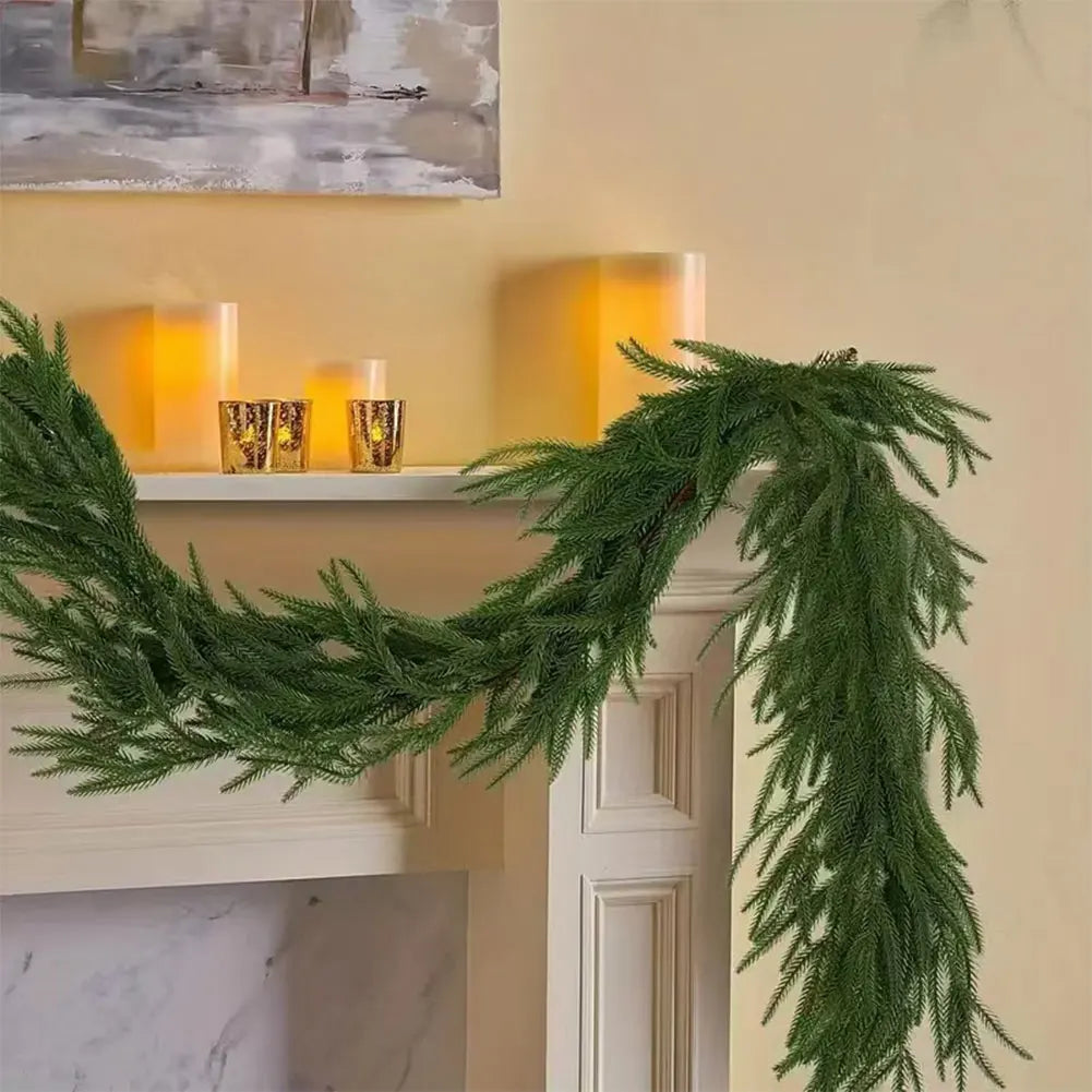 180 Artificial Norfolk Pine Garland Realistic Faux Cedar Christmas