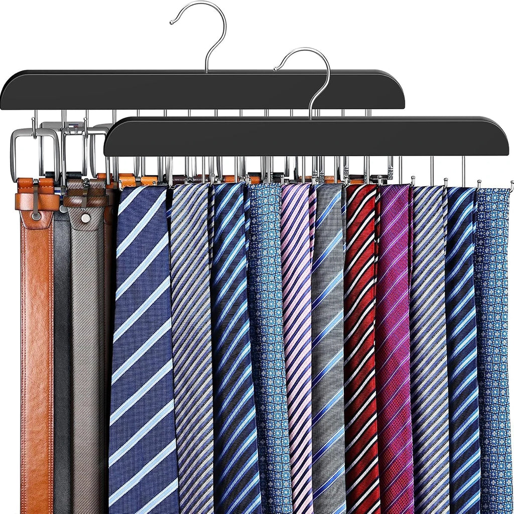 2-Pack Belt & Tie Rack – 360° Rotating Closet Organizer
