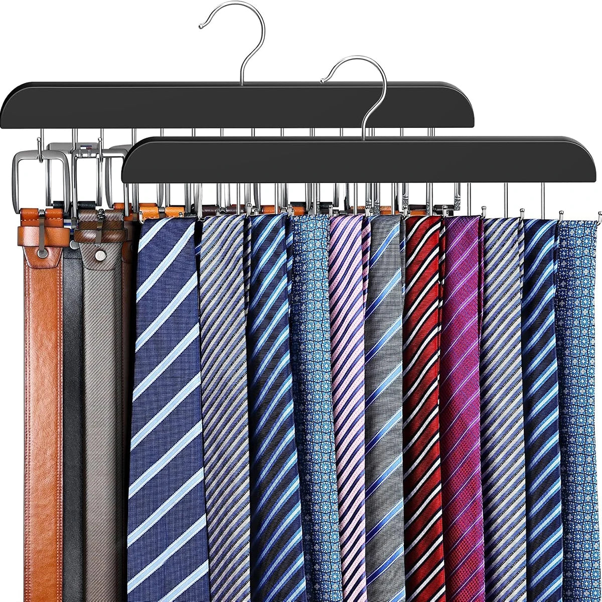 2-Pack Belt & Tie Rack – 360° Rotating Closet Organizer
