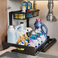 Under Sink Sliding Drawer Organizer – Metal Pull-Out Cabinet Rack Cabinet Drawer Organizer Zpaxo black