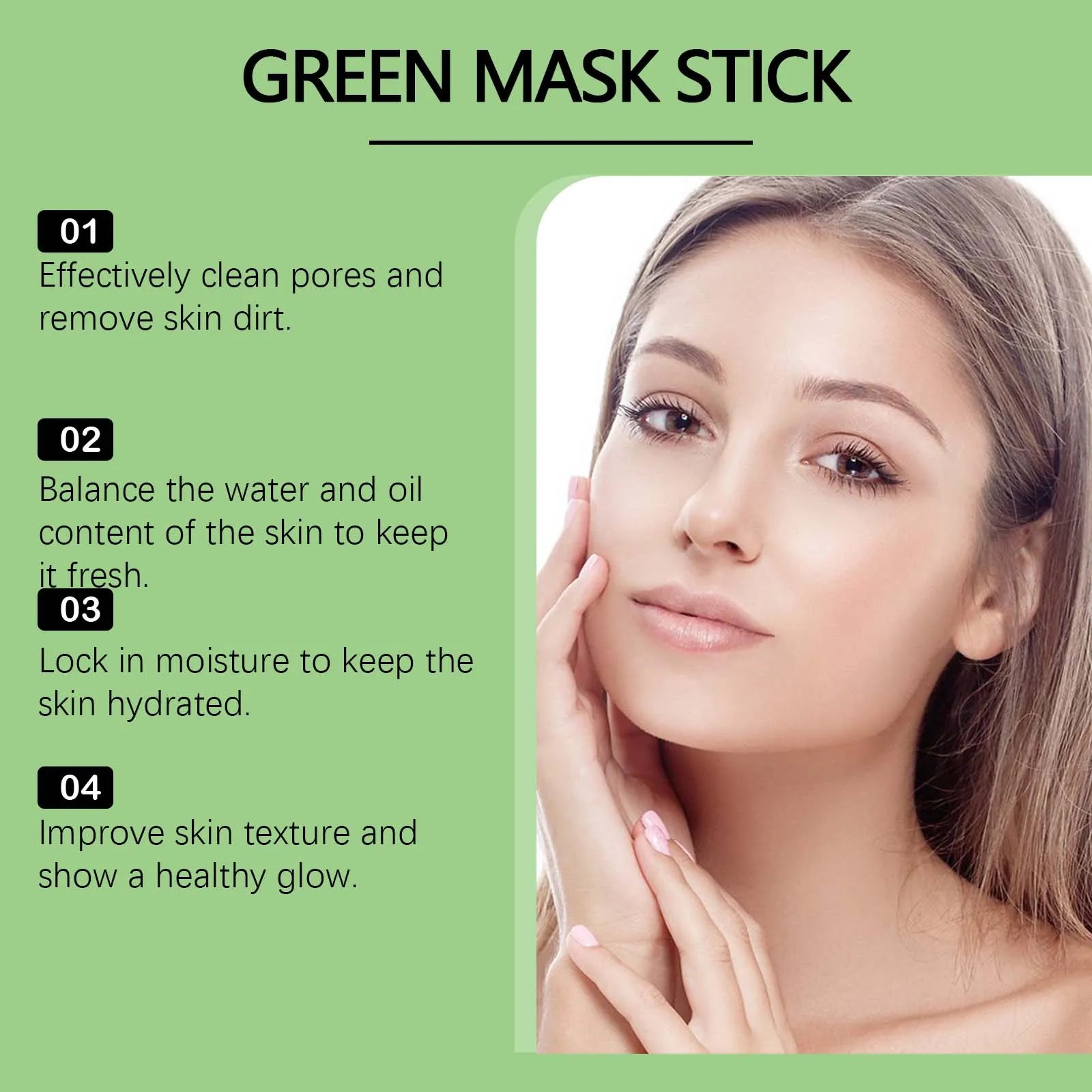 Ouhoe 40g Face Clean Mask Green Tea Cleansing Stick Mask Shrink pores Deep Blackhead Remover facial Cleansing Moisturizing Mask Zpaxo