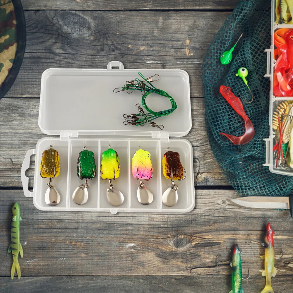 Artificial Frog Lure Double Hooks Soft Ray Swimbait Spoon Fishing
