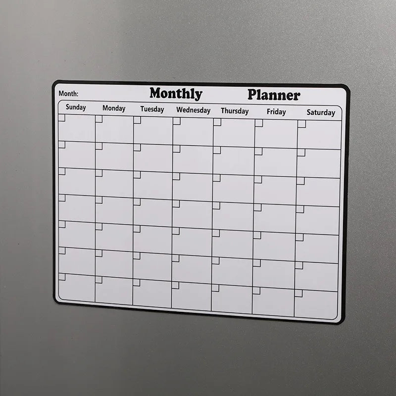 Magnetic Fridge Organizer Set - Reusable Monthly/Weekly Planner Sticker + Memo Board, Calendar & Note Kit for Home Office Zpaxo Black