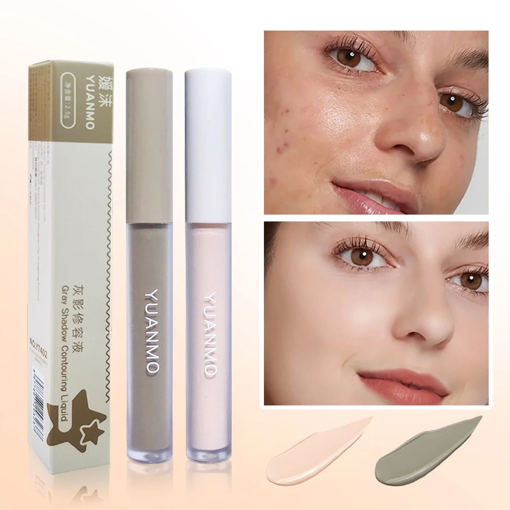 Contouring liquid - Long-lasting liquid contour stick, natural bronze color, highlights, brightens, and contours the nose area. Zpaxo COMBO(01 and 02)