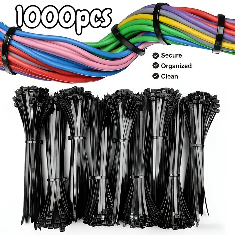 100Pcs Nylon Cable Ties Adjustable Self-locking Ties Straps Uv Resistant Plastic Wire Ties for Home Office Cord Management Zpaxo
