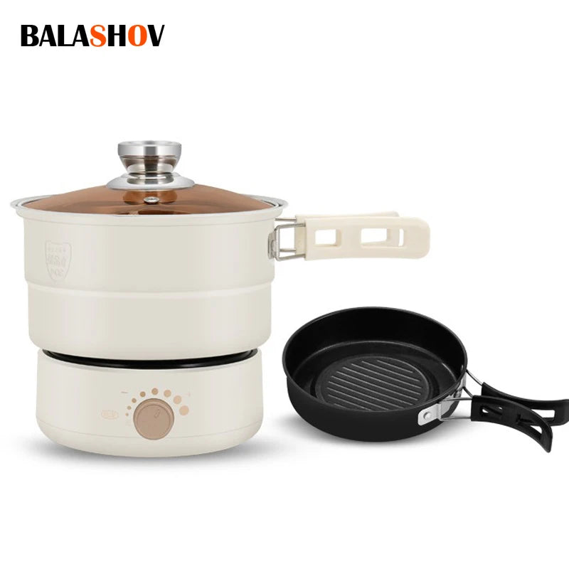 110V/220V Electric Cooker Portable Cooking Pot Foldable Hotpot 1.6L Multi cookers Split Type Rice Cooker Frying Pan Home Travel Zpaxo