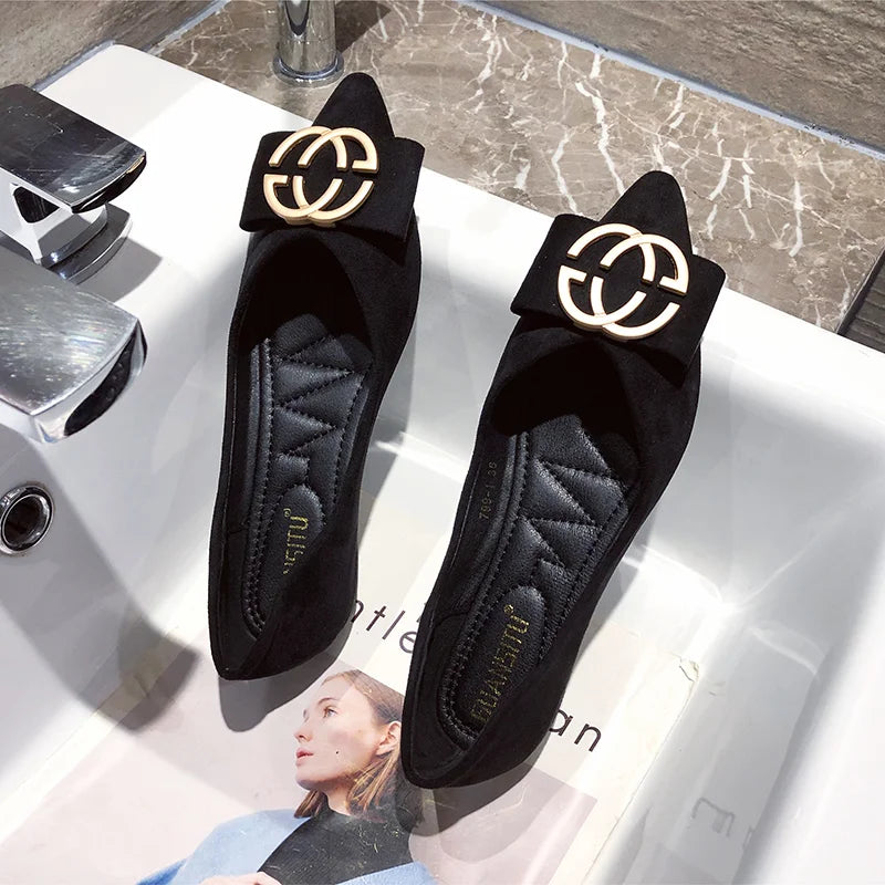 Flat Women's 2023 New Pointed Toe Soft Women's Shoes Casual Black Work Shoes loafers women Women Big Size 45 45 46 Zpaxo