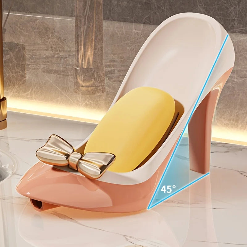 Suction Cup Heel Soap Dish Lightweight Non-slip Oval Plastic Holder