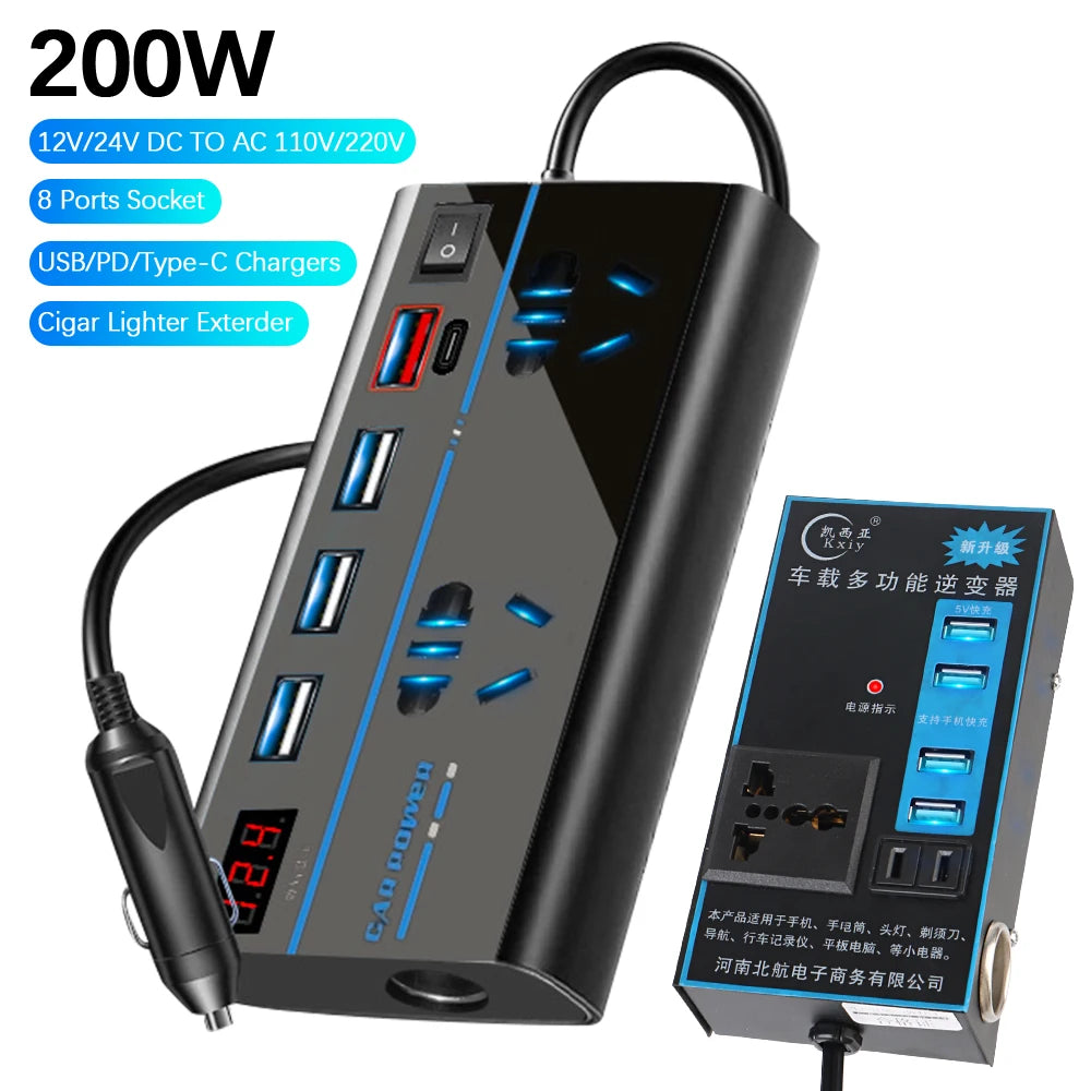 Power Adapter OFF Switch Car Inverter QC 3 0 USB PD Type-c Chargers Zpaxo