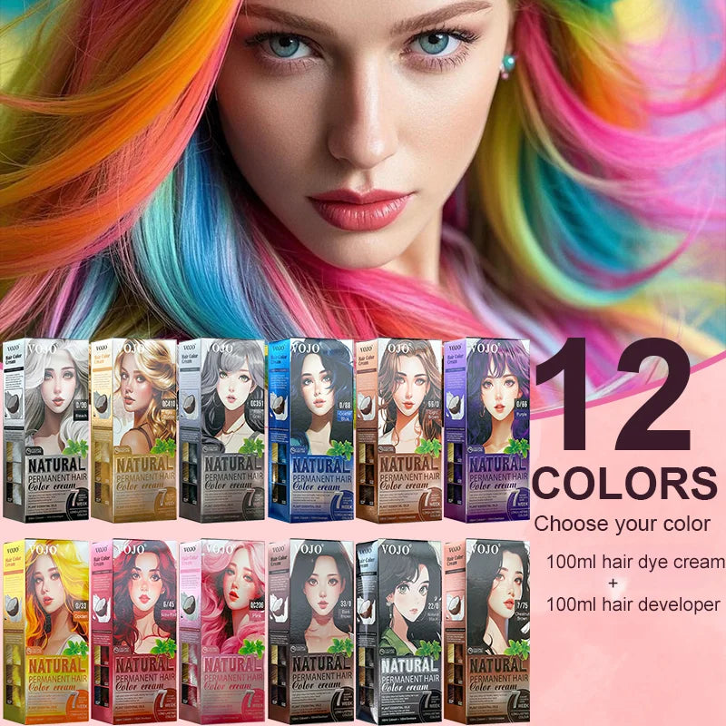 Semi-Permanent Hair Dye,100ml and 100ml Coloring Agent,Easy to Apply,Hair Coloring Unisex Natural Hair Cream for All Hair Types Zpaxo