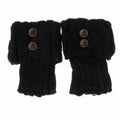 1 Pairs Autumn Winter Women's Short Rhombus Flip 2 Button Foot Warmer Zpaxo Black