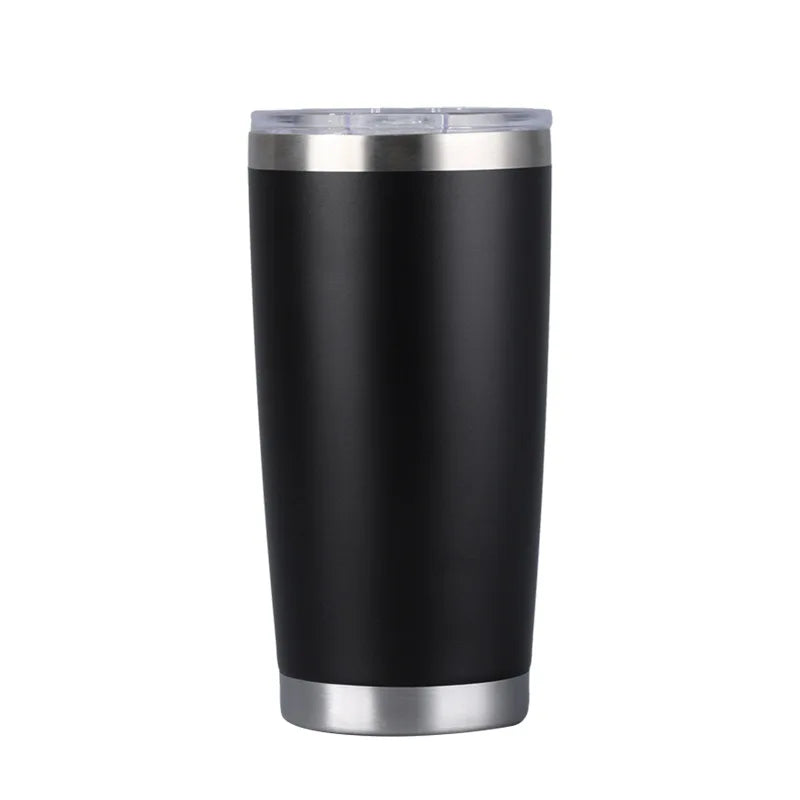 20oz High Color Double Layer Stainless Steel Insulated Cup Car Cup Ice Cream Cup Beer Cup Outdoor Portable Water Cup Zpaxo Black 20oz