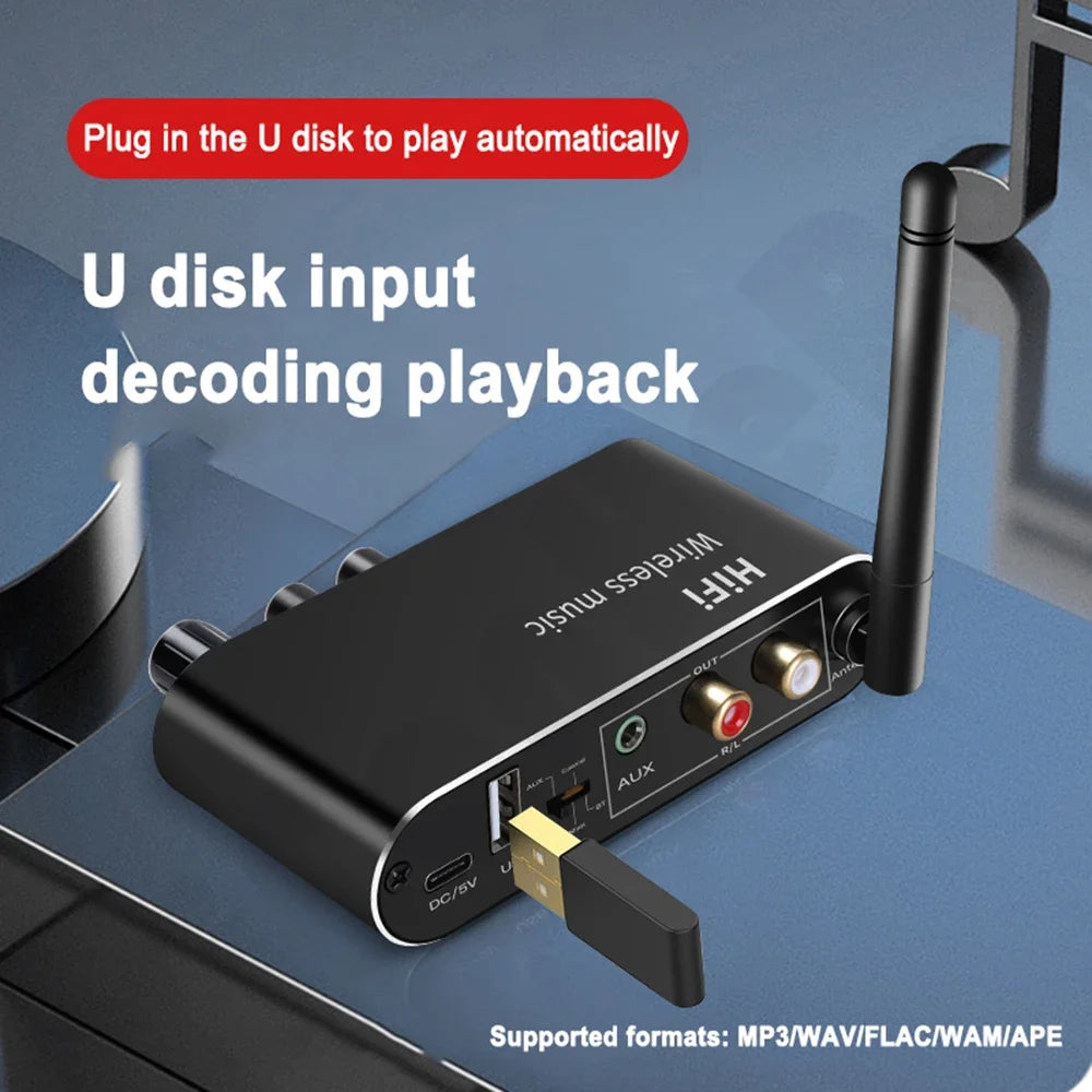 Digital to Analog Audio DAC Converter Spdif Optical Coaxial Signal to 3.5MM AUX Amplifier Decoder Bluetooth-Compatible Receiver Zpaxo