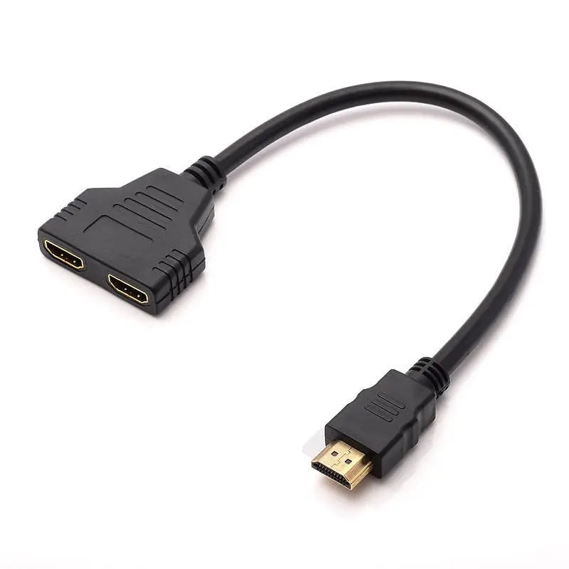 HDTV 2 1080P Splitter Adapter Male Female Head HD Conversion Cable Zpaxo black 25cm