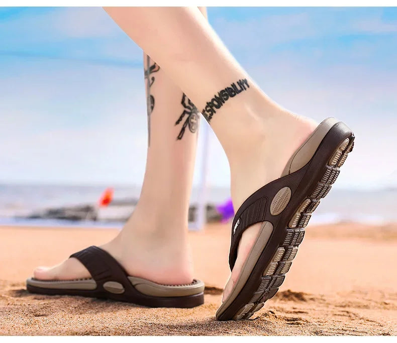 Slippers Men Flip Flops Beach Sandals Non-slip Casual Flat Shoes
