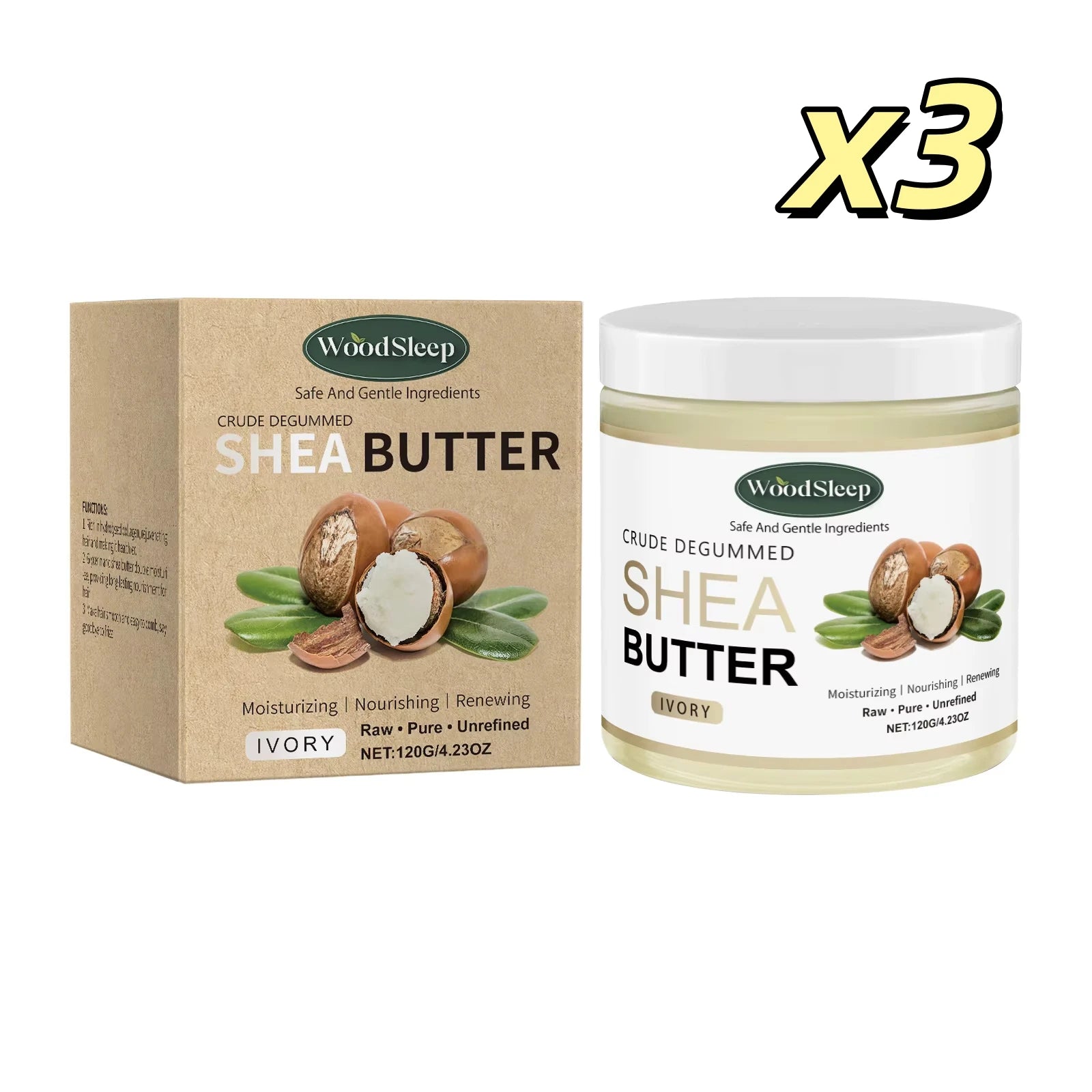 Pure Shea Butter Cream – Deep Moisturizing Face & Body Lotion Shea Butter Cream Zpaxo 120g boxed x 3pcs