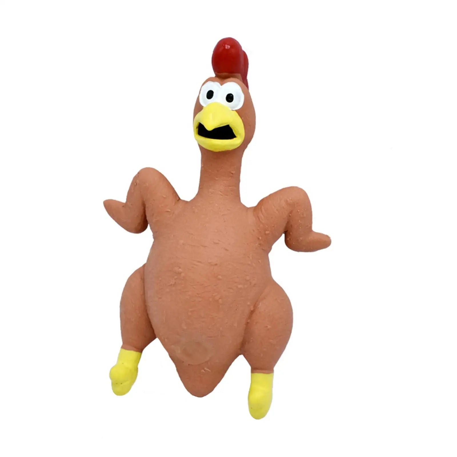 Rubber Chicken Beach Games Outdoor Games Novelty Rubber 12x21cm Backyard Games Sturdy Bite Resistant Cute Squeeze Chicken Zpaxo Brown