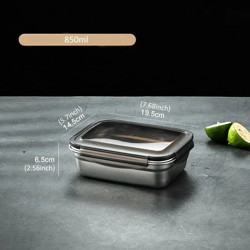 1x 304 Stainless Steel Lunch Bento Box Family Refrigerator Food Zpaxo silver-850ml