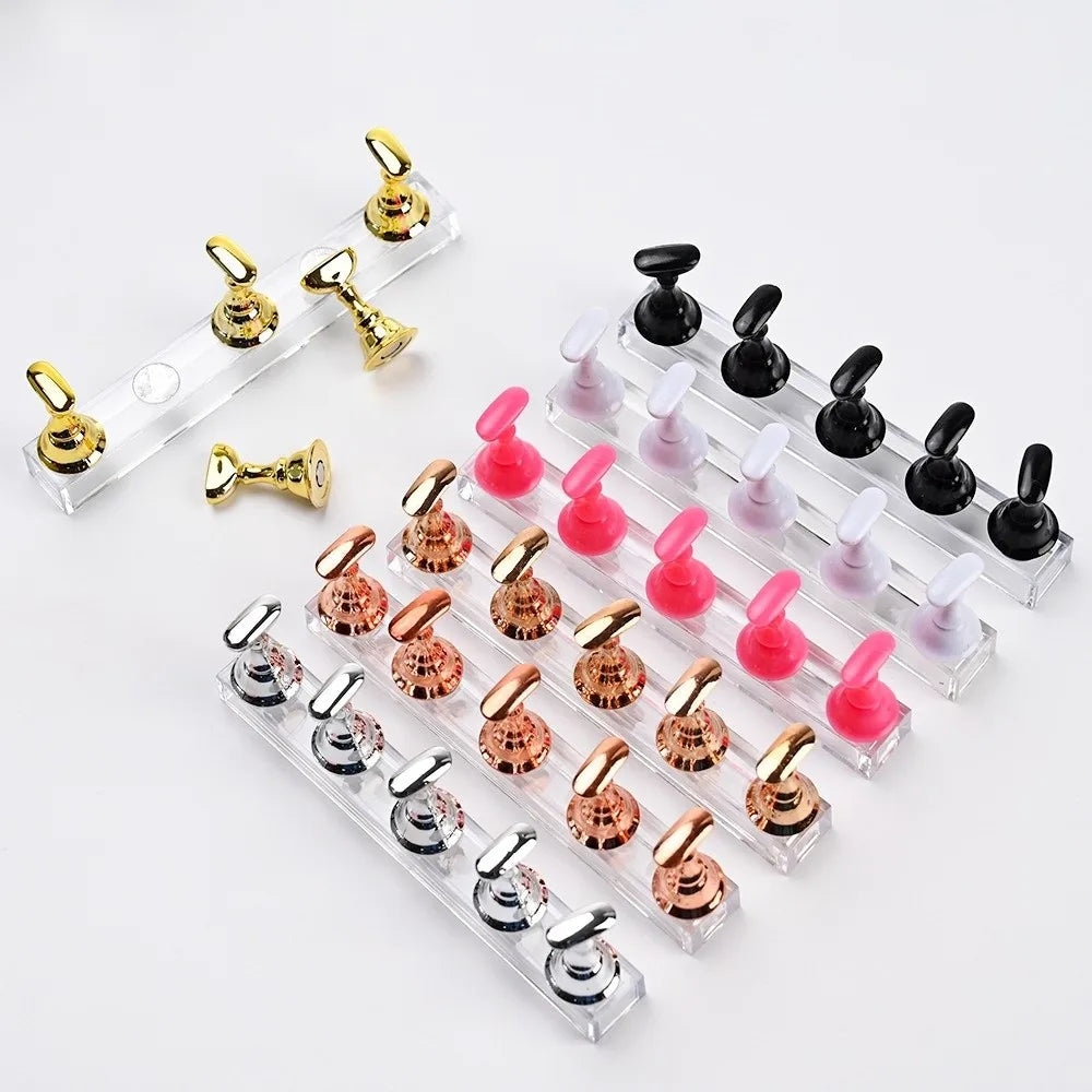 Multi-color Magnetic Nail Art Holder Reusable DIY False Tip Practice Zpaxo