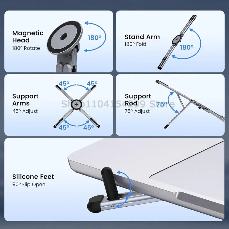 Portable Magnetic Phone Holder & Selfie Stick 3-in-1 Foldable Tripod Stand for IPhone IPad Tablet Laptop Desktop Use Zpaxo