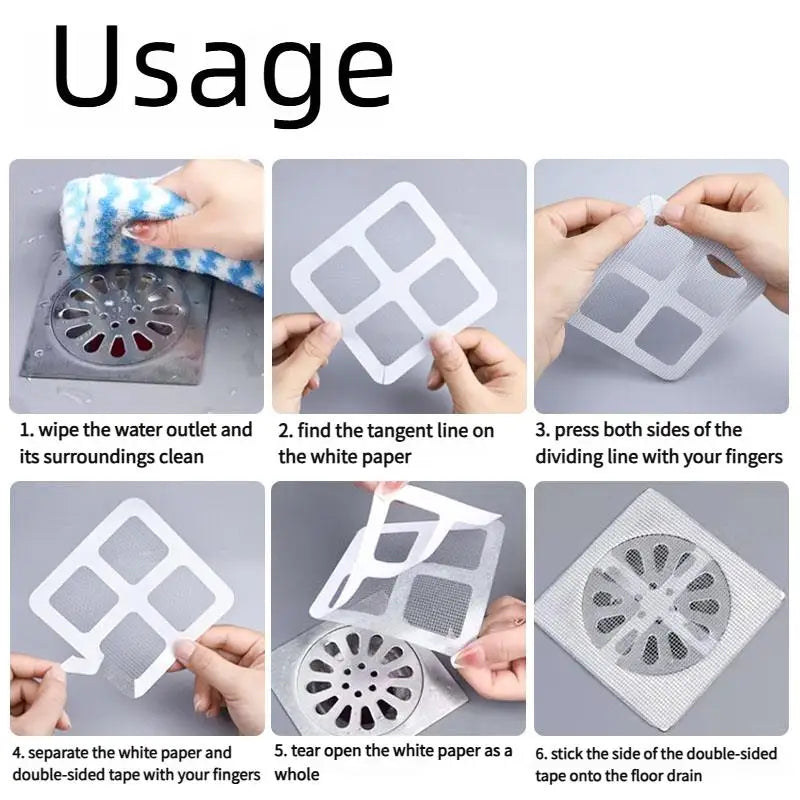 Disposable Hair Drain Catcher Mesh Anti-blocking Filter Floor Drains Sticker Shower Cover Kitchen Bathroom Sink Strainer Stopper Zpaxo
