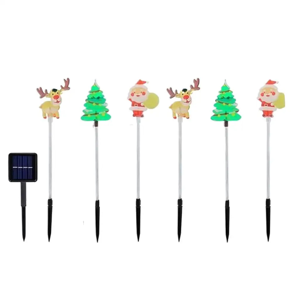 Solar Christmas Lights Reindeer Yard Stake Outdoor Waterproof LED