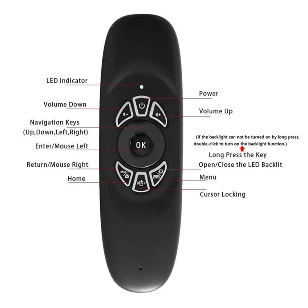 C120 Air Mouse RF Remote Control Colorful Light Wireless Keyboard Zpaxo