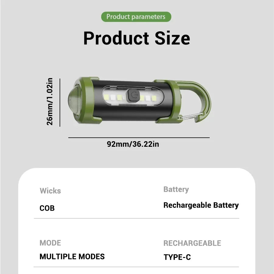 Mini Rechargeable COB Keychain Flashlight | Camping & Emergency