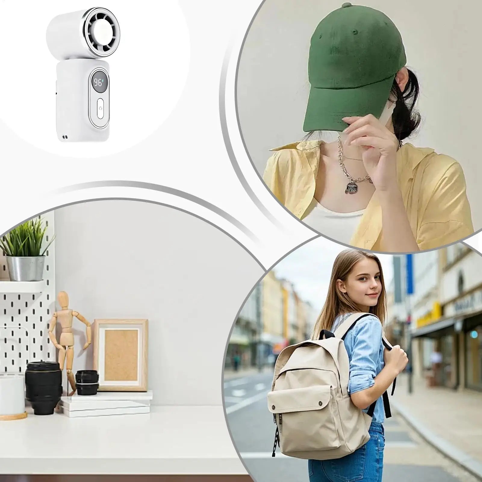 Mini Clip On Fan 3000mAh 180 Degree Adjustable USB Rechargeable Low Noise Portable Handheld Fan For Home Travel School Office Zpaxo