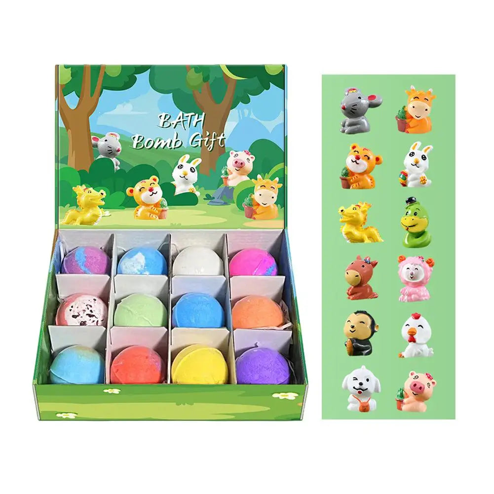 12-Piece Bath Bomb Set with Surprise Toys | Natural Bubbles & Scent Bath Bomb Gift Set Zpaxo C