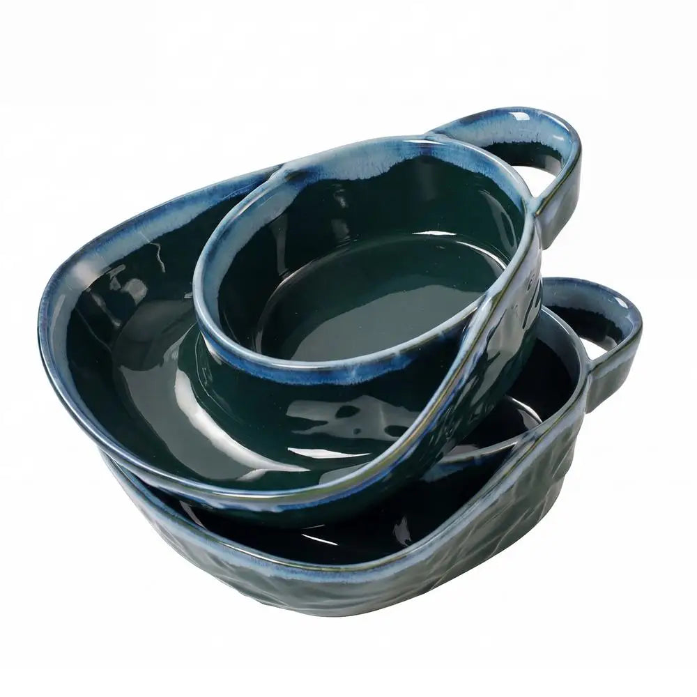 Chips Dip Bowl 2 Anti-soggy Divided Dishes Handle Large Cereal Bowls