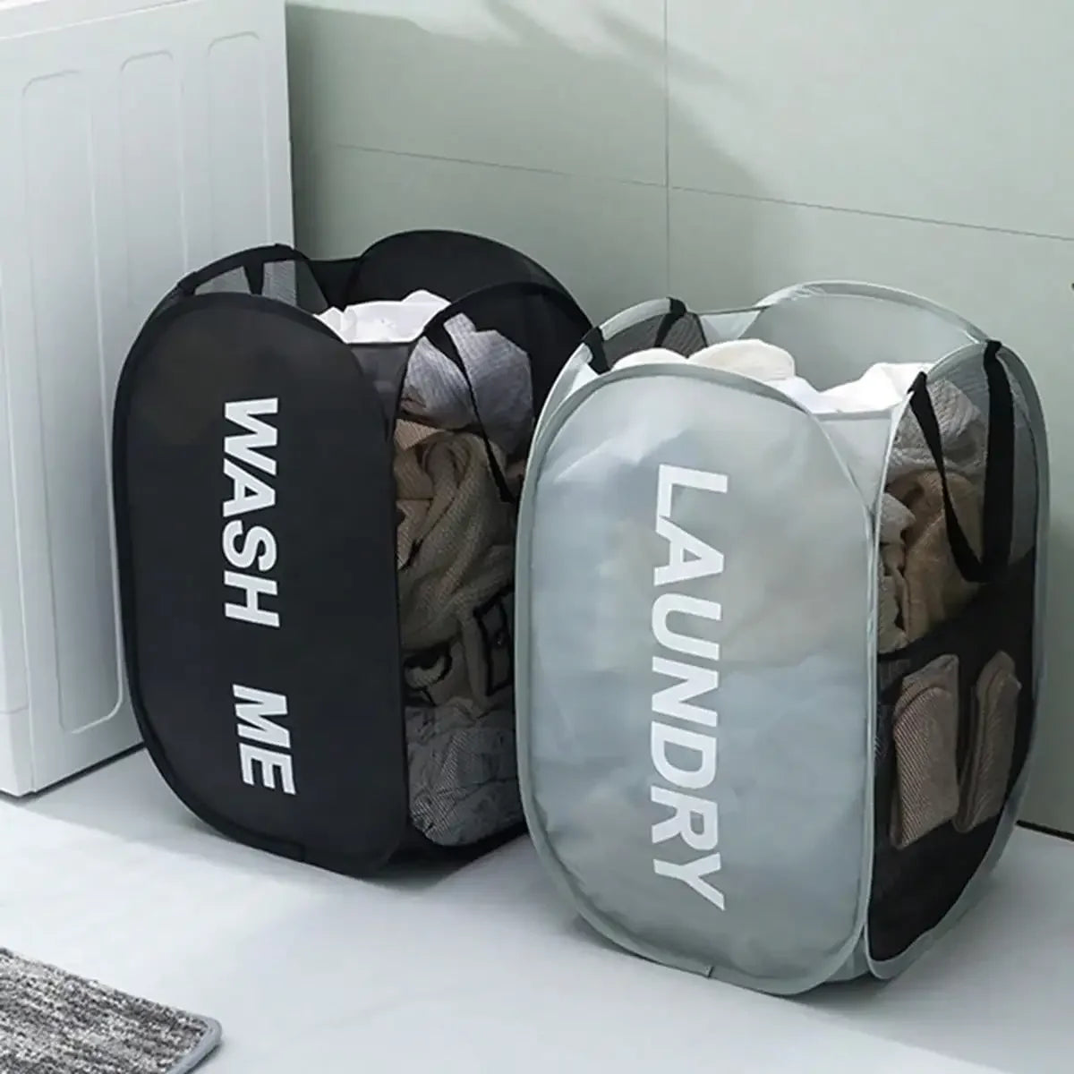 Portable Pop-Up Mesh Laundry Hamper – Collapsible Basket