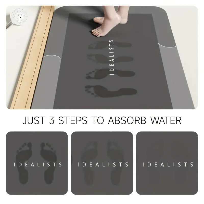 Highly Absorbent Non Slip Bathroom Mat Quick Drying Diatomaceous Zpaxo