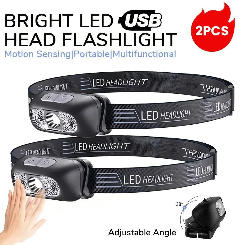 500 Lumen LED Headlamp – USB Rechargeable & Motion Sensor LED Headlamp Zpaxo 2Pcs Headlamp