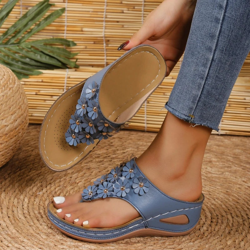 Women Flip-flop 2026 Flowers Wedges Slippers Summer Lightweight