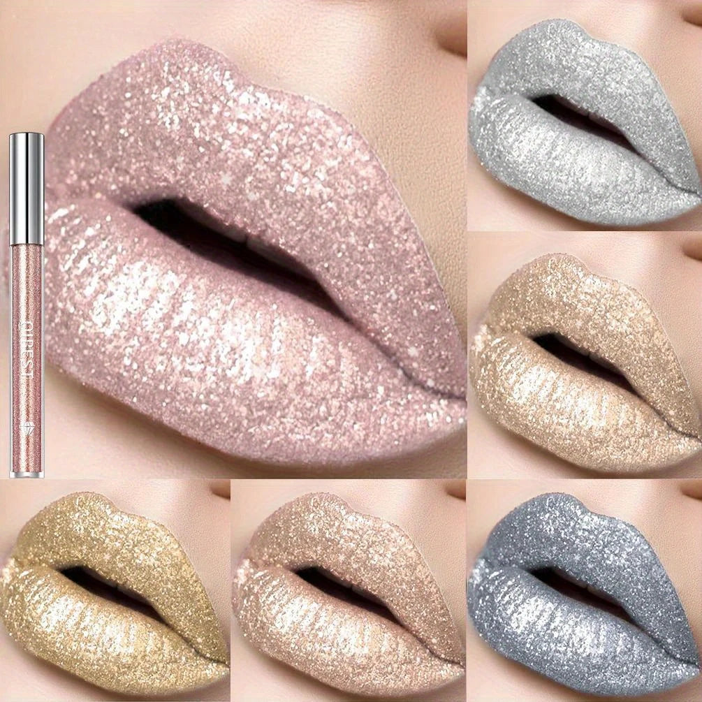 Metallic Glitter Liquid Lipstick Makeup Waterproof Lip Gloss Long-lasting Shimmer Metal Diamond Lip Glaze Tint Charming Zpaxo