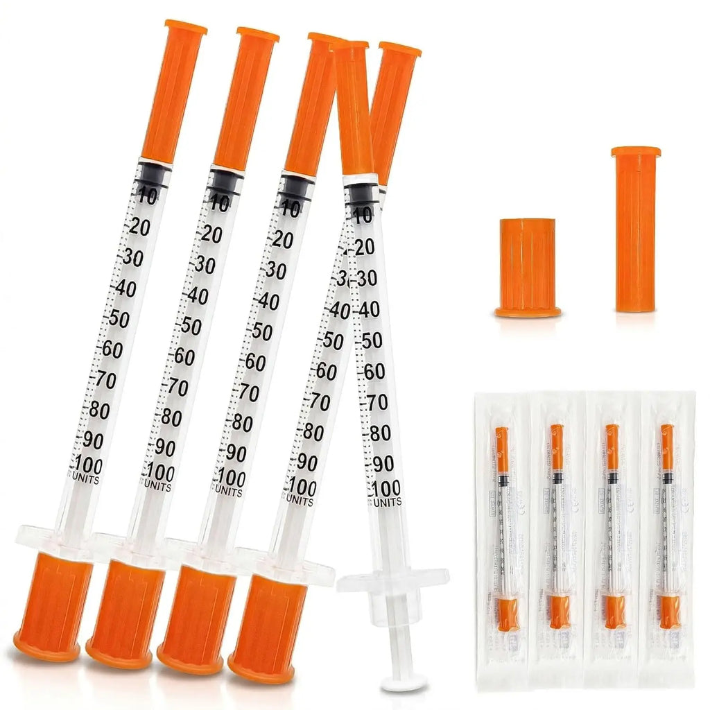 100-Pack 0.5/1ml Disposable Syringes | 31Ga Needles Pet & Lab