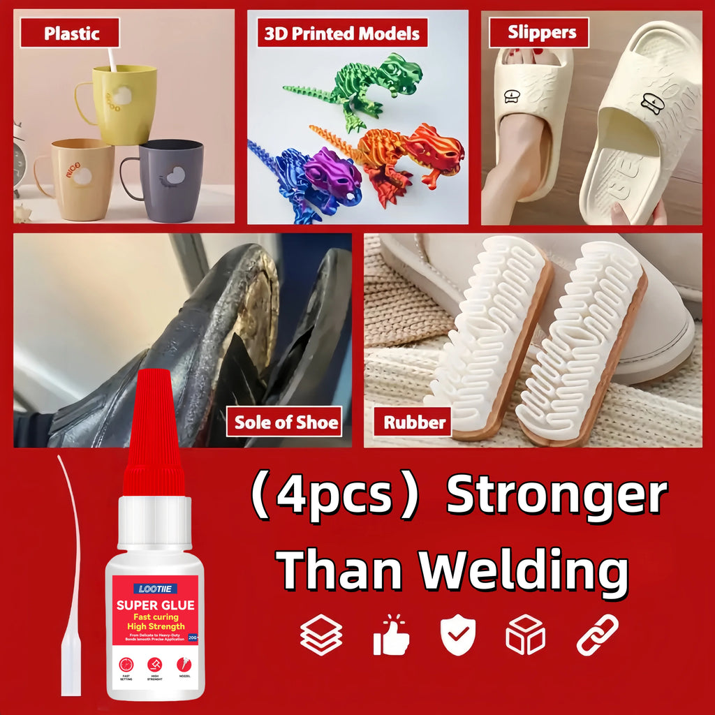 4pcs Super Fast Bonding Glue - 10s Quick Fix Adhesive for Plastic/Metal/Wood/Ceramic/Glass, Multi-Purpose Repair Glue (20g) Zpaxo